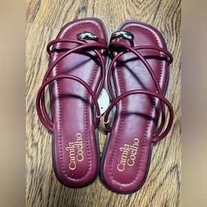 Camila Coelho revolve ssense chic burgundy red Strappy Sandals size 7.5 new